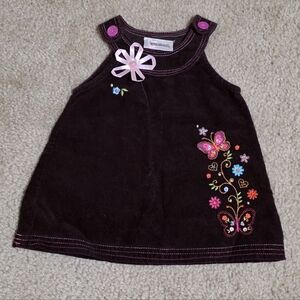 Embroidered Vintage Corduroy Dress with Butterfly Design 6-9 Mo